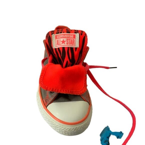 Converse Chuck Taylor Kids All-star Grey Orange Double Tongue Girls Size 1 - Picture 3 of 13